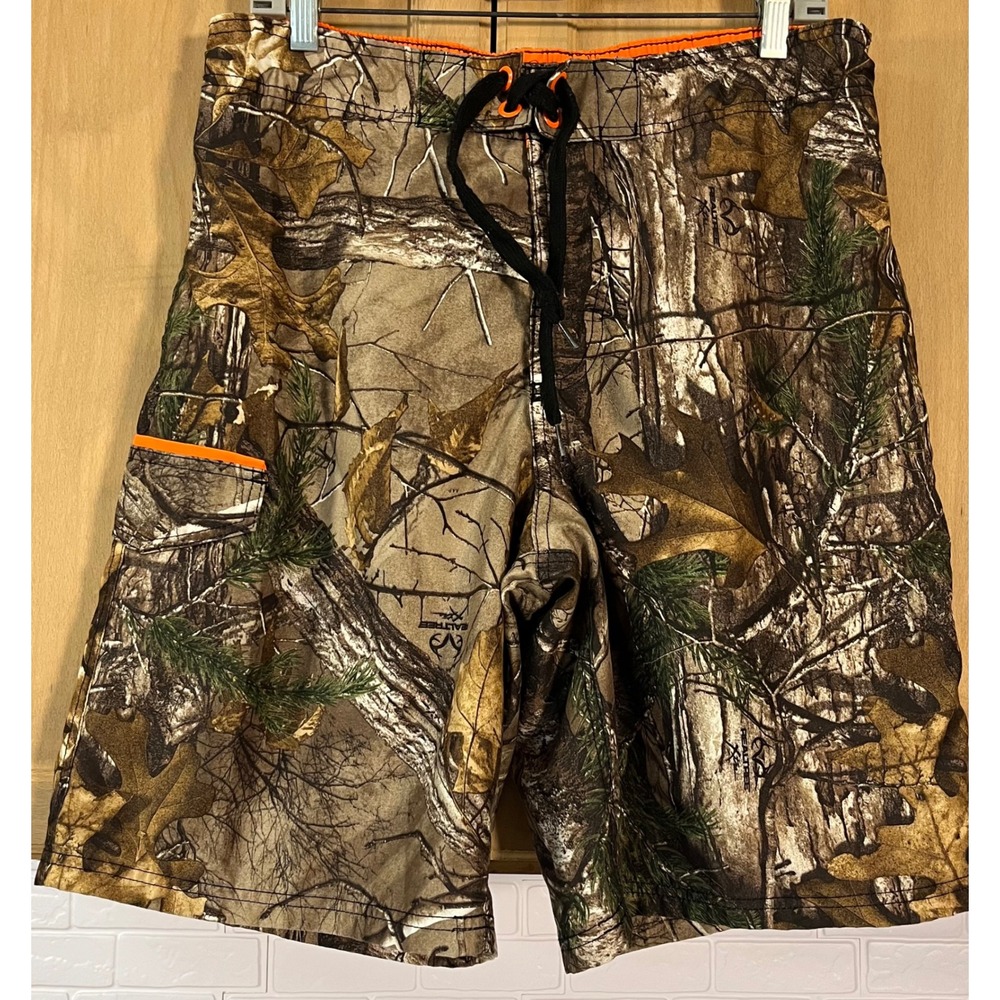 Realtree Swim Trunks Men's M Camo Board Shorts Cargo Pocket‎ UM17222V